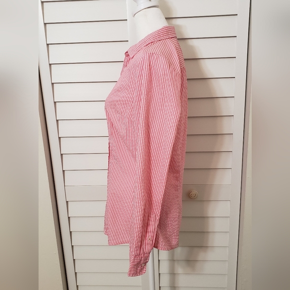 H&M Women's Long Sleeve Striped Button Down Shirt Pink And White Size 6 - Picture 3 of 15
